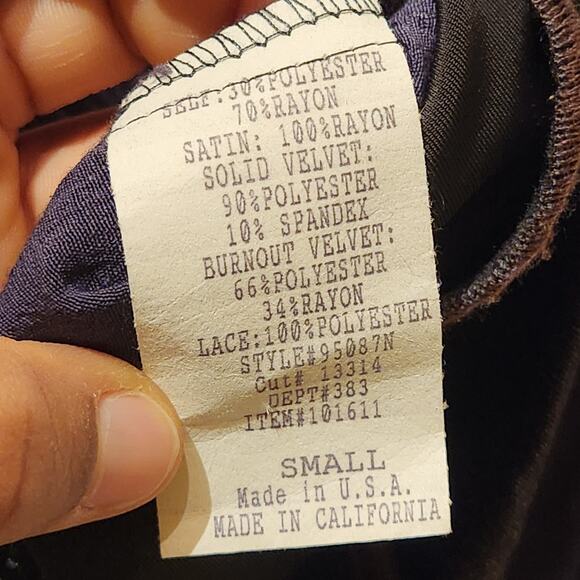 Vintage 1990s Sz S Velvet Burnout Dark Romantic Phoebe Buffay Top & Skirt Set - Picture 12 of 16